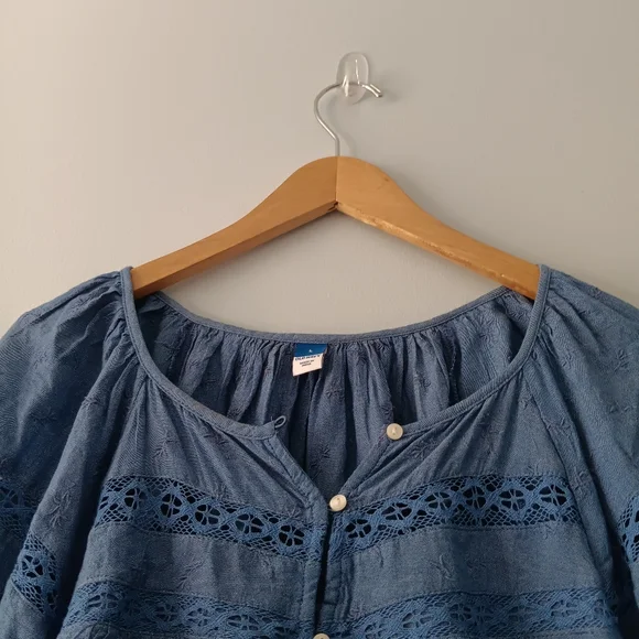 Old Navy Cottagecore Blue Long Sleeve Button Up Shirt L - Picture 3 of 8
